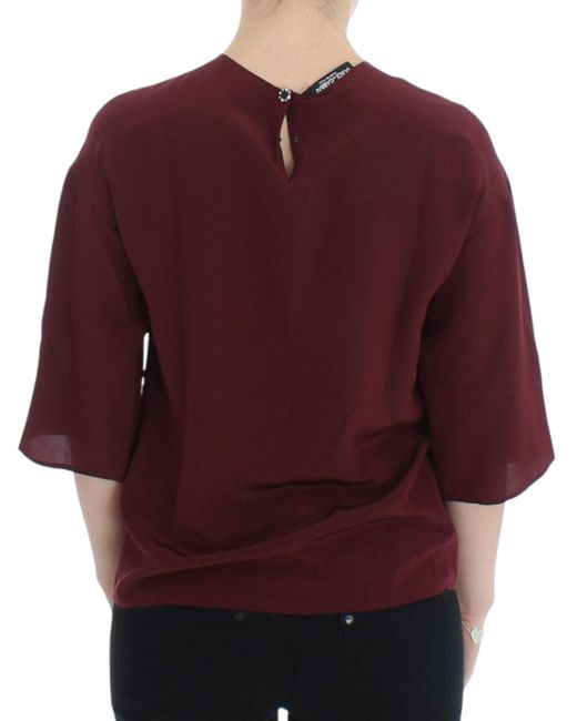 Dolce & Gabbana Purple 3/4 Sleeve Silk Blouse