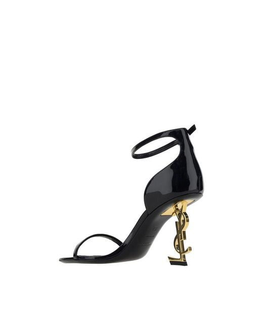 Saint Laurent Black Calf Leather Bos Taurus Stiletto Heel Sandals