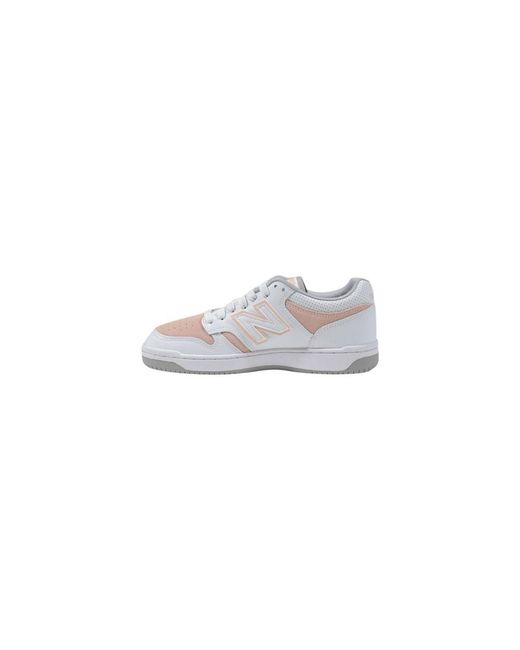 New Balance White Pink Leather Sneakers