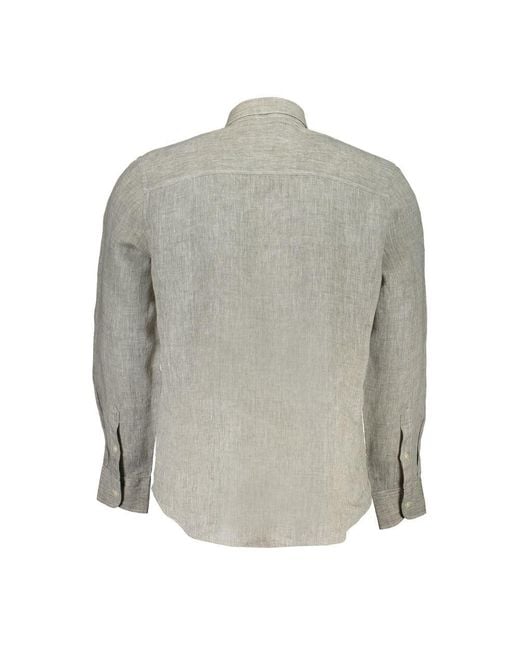 North Sails Gray "grigio Linen Men's Shirt With Italian Collar" for men