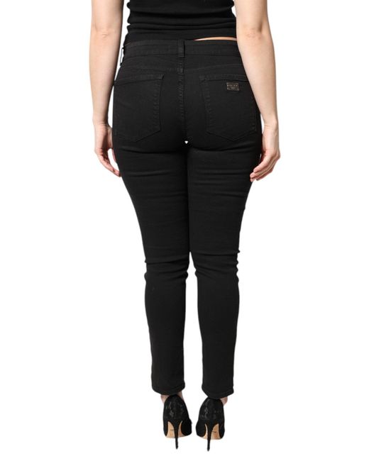Dolce & Gabbana Black Cotton Mid Waisted Skinny Denim Jeans for men