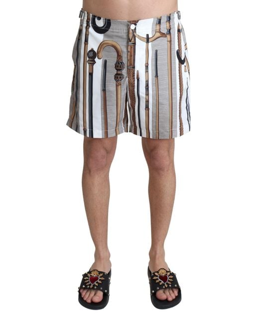Dolce & Gabbana Black Dolce Gabbana Walking Stick Swimshorts Beachwear Shorts for men