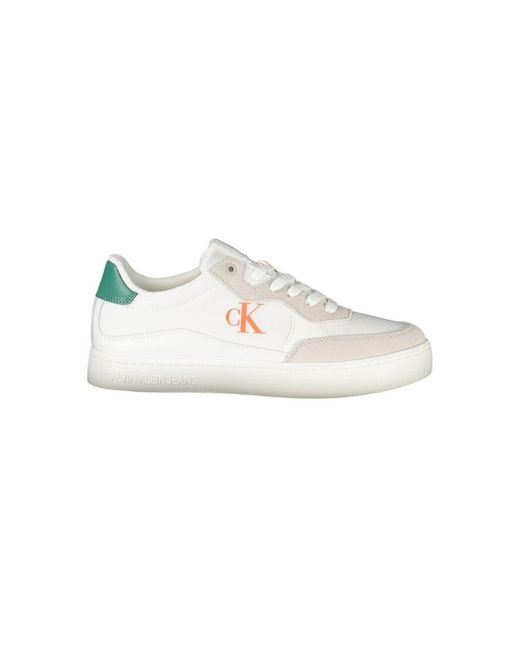 Calvin Klein White Low Top Laceup Sneakers for men