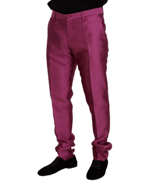 Dolce & Gabbana Red Elegant Slim Fit Formal Dress Pants for men