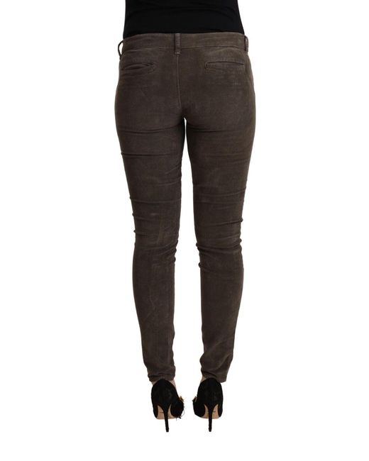 Acht Black Brown Cotton Slim Fit Denim Low Waist Jeans