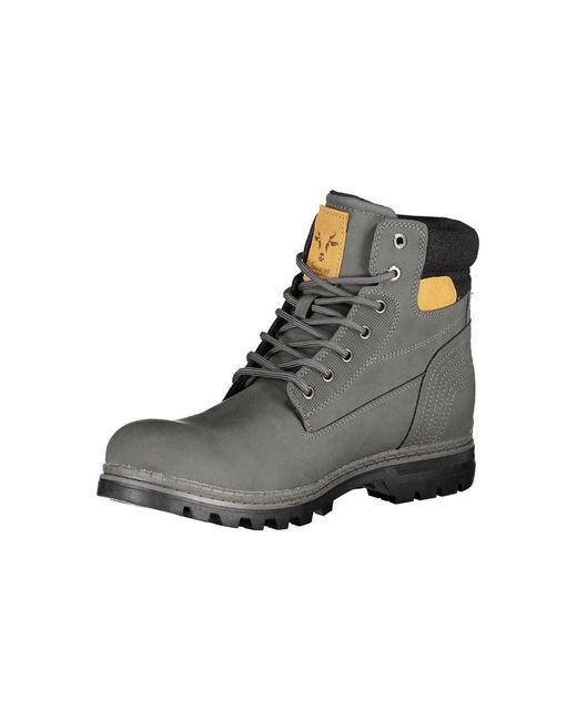 Carrera Gray Sleek Lace-Up Boots With Contrast Details for men