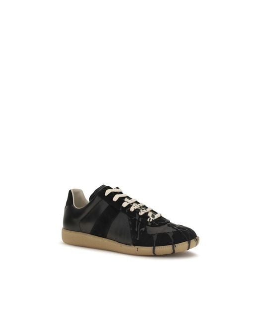 Maison Margiela Black Suede Leather Athletic Sneakers for men