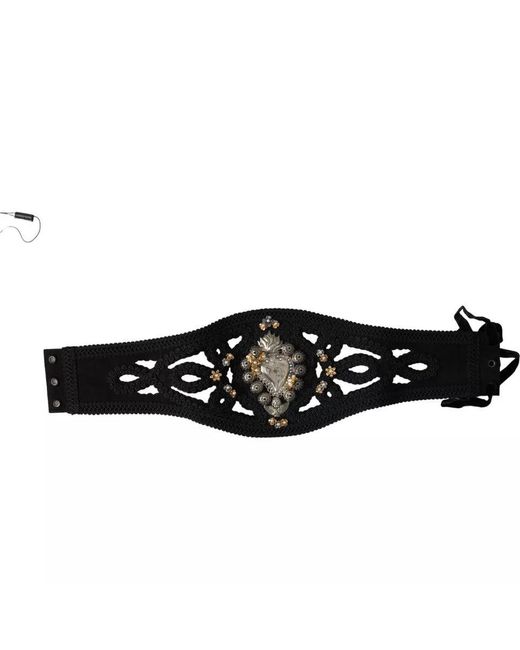 Dolce & Gabbana Black Canvas Embellished Waist Belt (Pre-Owned)