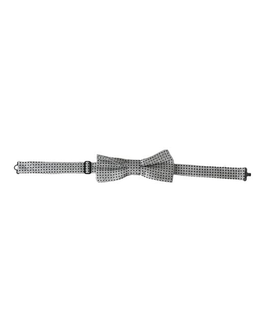 Dolce & Gabbana White Silk Polka Dot Adjustable Neck Papillon Bow Tie for men