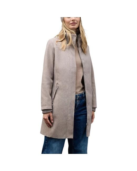 Street One Natural Gray Polyester Coat
