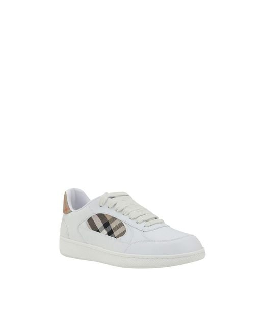 Burberry White Calf Leather Bos Taurus Low Top Sneakers for men