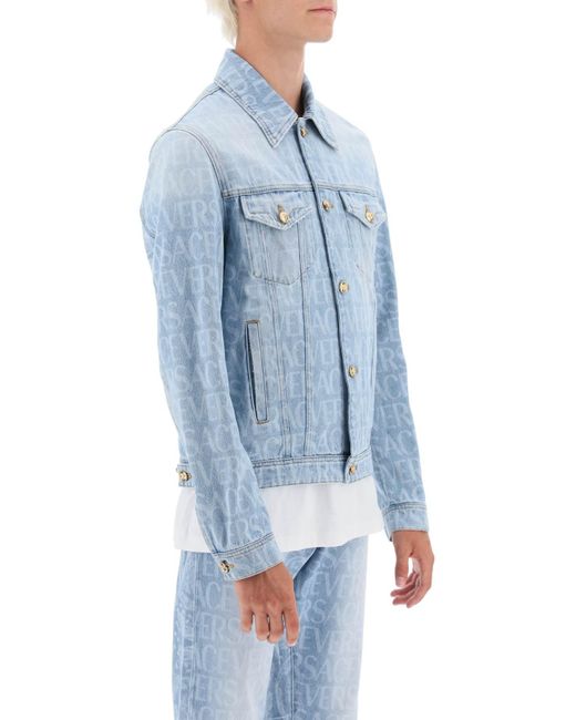 Versace Blue Allover Denim Jacket for men