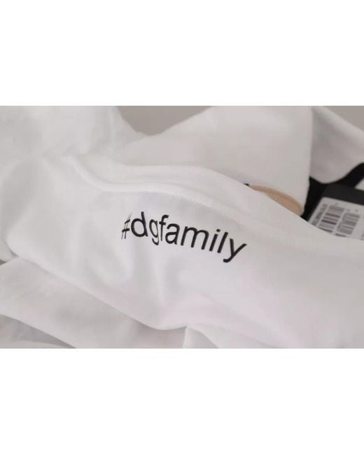 Dolce & Gabbana Gray #Dgfamily Patch Top Cotton T-Shirt