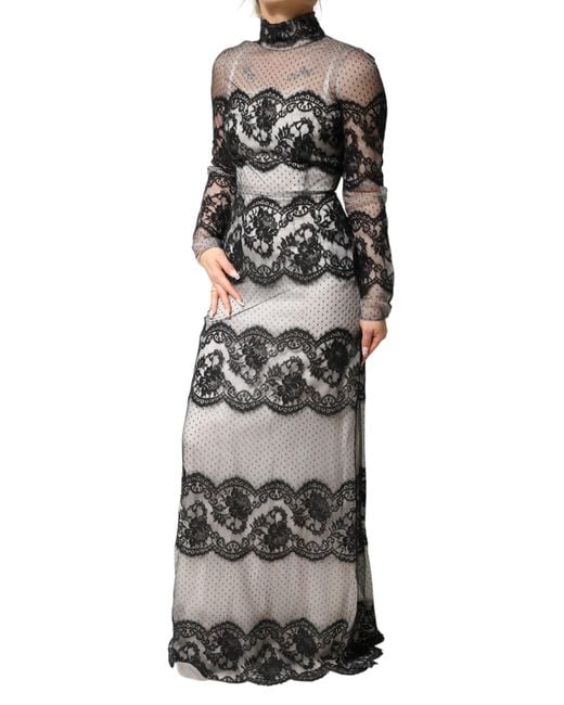 Dolce & Gabbana Black Lace Silk Blend Maxisheath Dress Co+Pa+Pl+Se