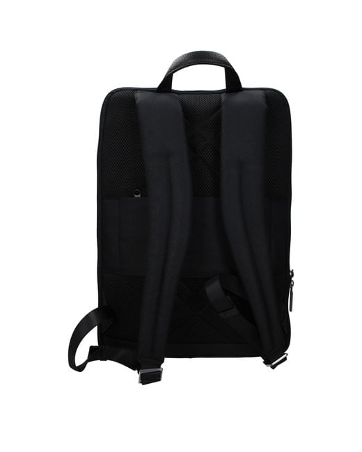 Piquadro Black Fabric Backpack for men