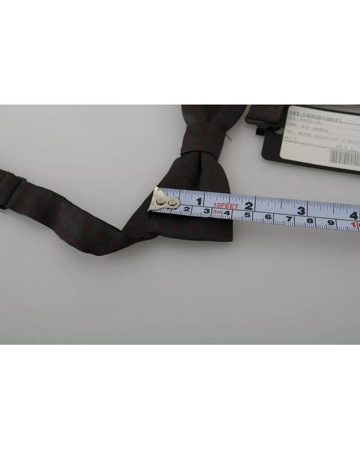 Dolce & Gabbana Black Dotted Silk Adjustable Neck Bow Tie for men
