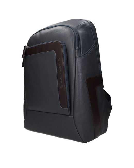 Piquadro Black Gray Leather Backpack for men