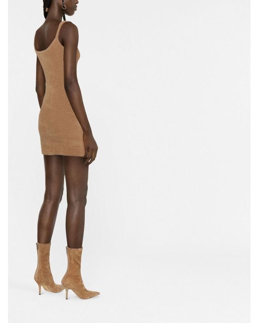 Off-White c/o Virgil Abloh Natural Slogan Detail Fuzzy Mini Dress