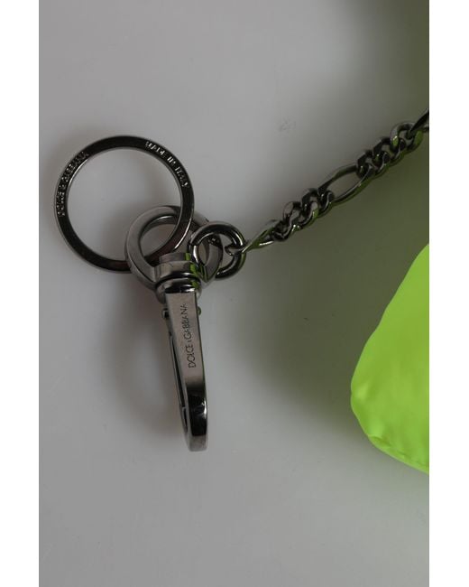 Dolce & Gabbana Green Bear Embroidered Logo Keychain Clasp Keyring for men