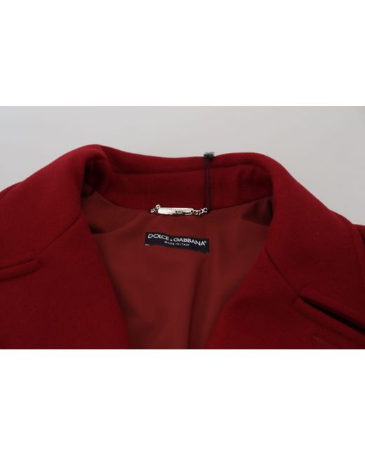 Dolce & Gabbana Red Wool Double Breasted Coat Jacket for men