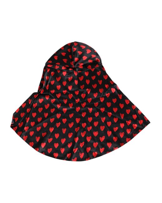 Dolce & Gabbana Black Red Hearts Polyester Hat for men