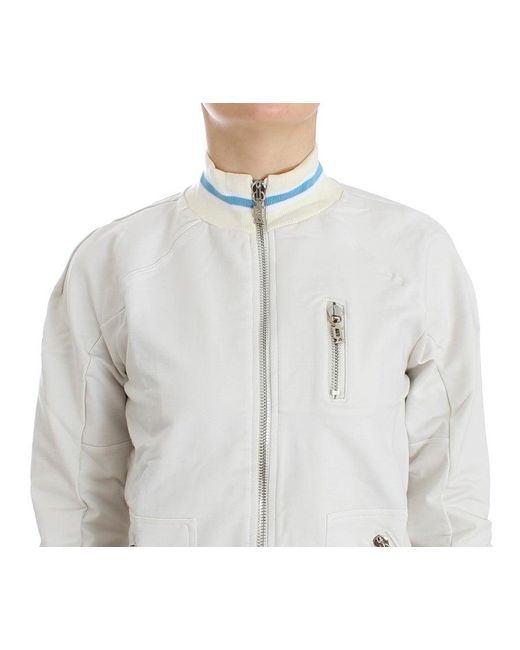 John Galliano White Mock Zip Cardigan Sweatshirt Sweater