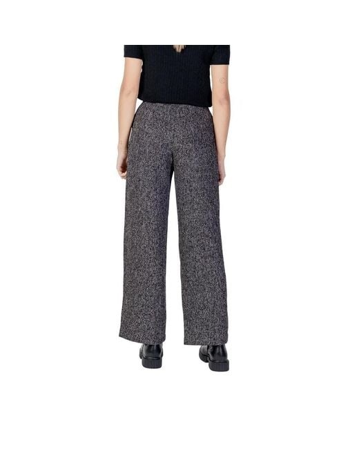 Jacqueline De Yong Blue Black Polyester Flared Pants