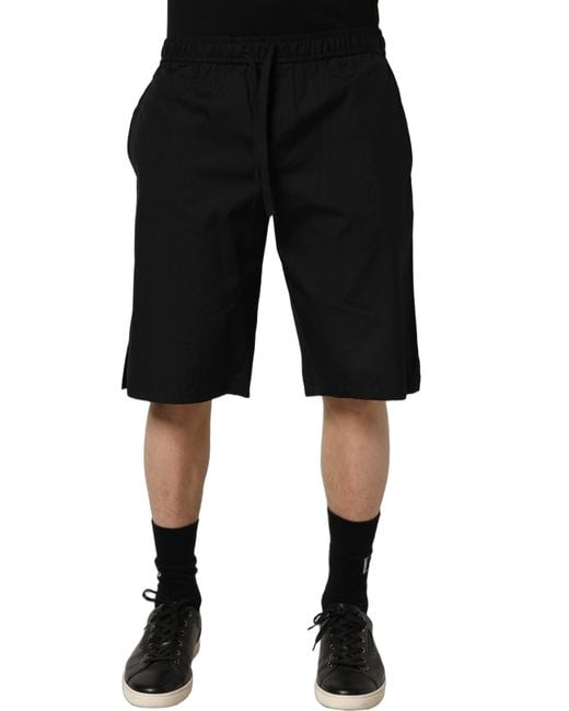 Dolce & Gabbana Black Cotton Sweatshorts Men Bermuda Shorts for men