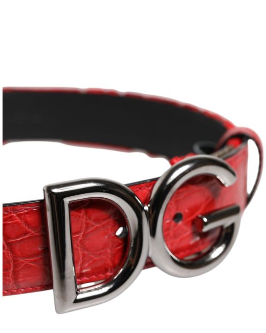 Dolce & Gabbana Red Leather Dg Buckle Belt for men
