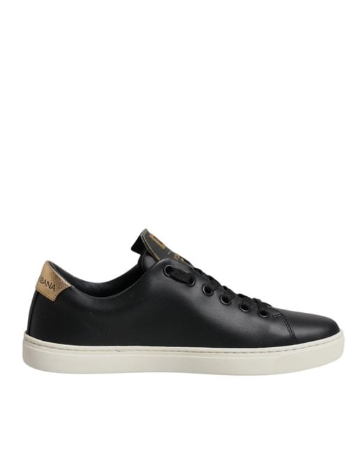 Dolce & Gabbana Black Leather Heart Sneakers Shoes