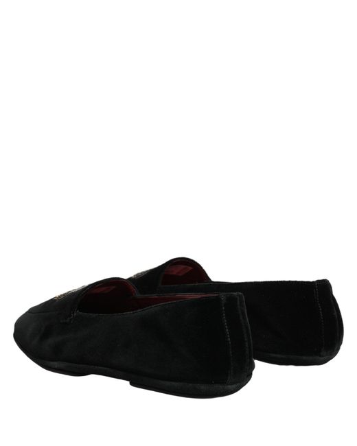 Dolce & Gabbana Black Crown Embellished Dress Loafers Shoes for men