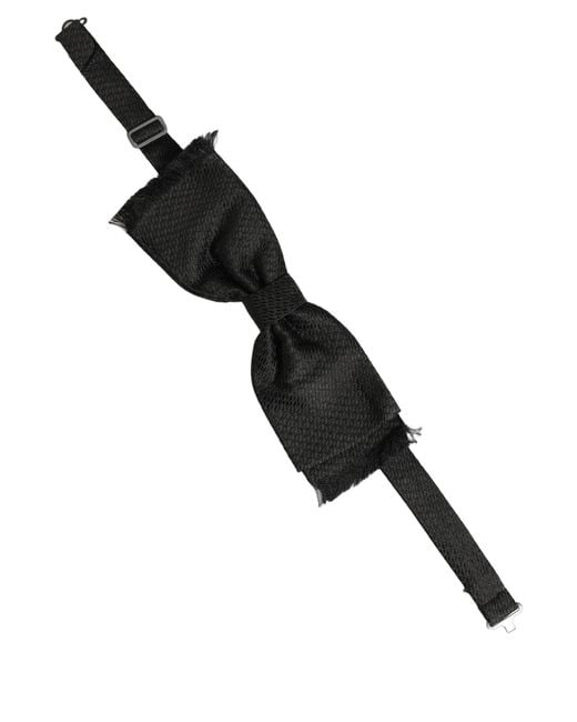 Dolce & Gabbana Men Black 100% Silk Adjustable Neck Papillon Bow Tie for men