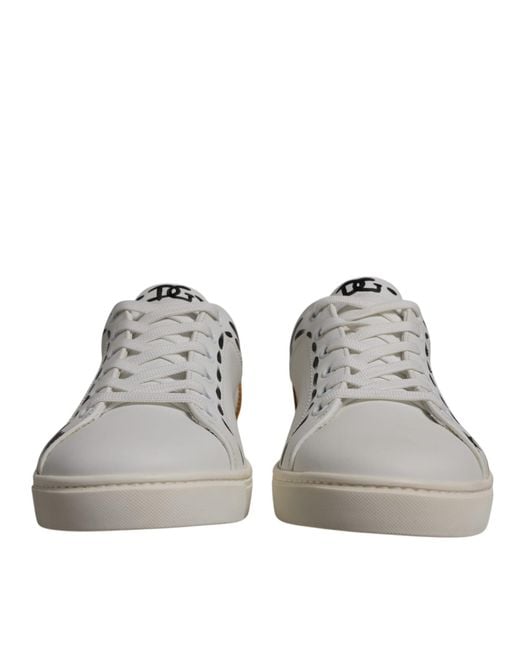 Dolce & Gabbana Multicolor White Suede Leather Low Top Sneakers Shoes for men