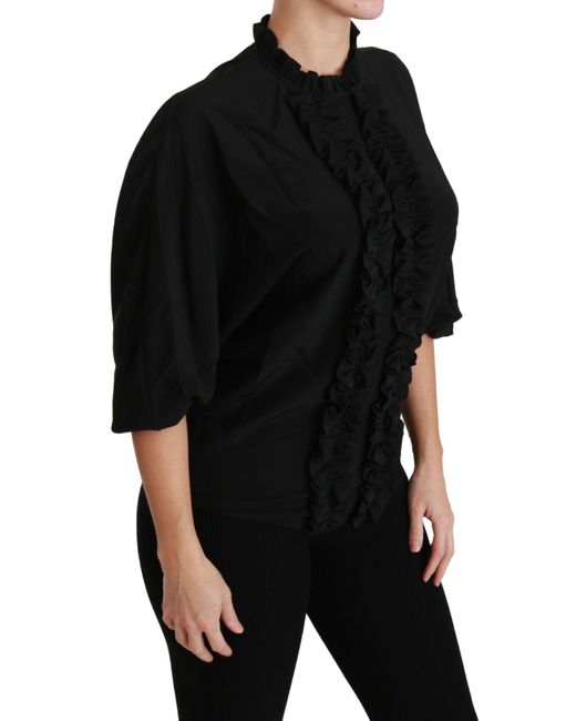 Dolce & Gabbana Black Silk Shirt Rud Top Blouse