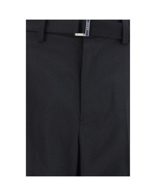 Sacai Blue Black Polyester Casual Pants for men