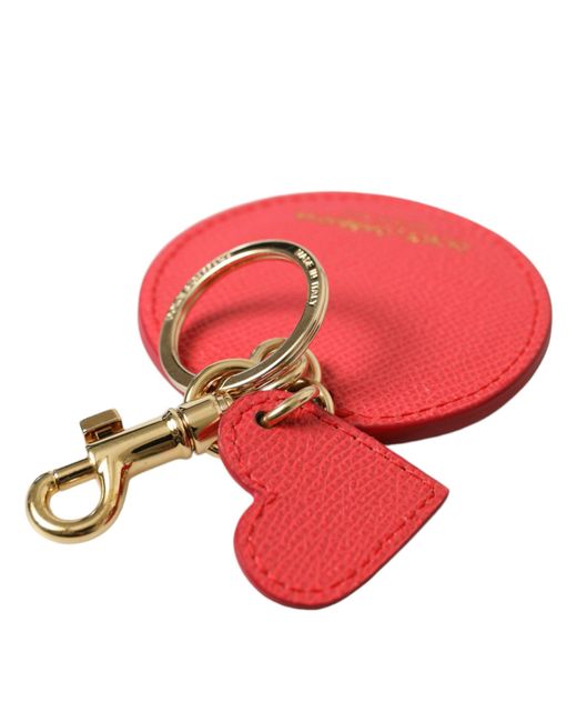 Dolce & Gabbana Red Elegant Leather Keychain With Accents