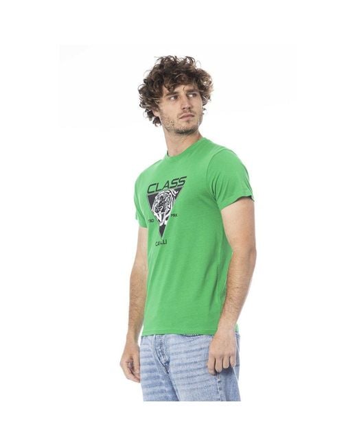 Roberto Cavalli Green Cotton T-Shirt for men