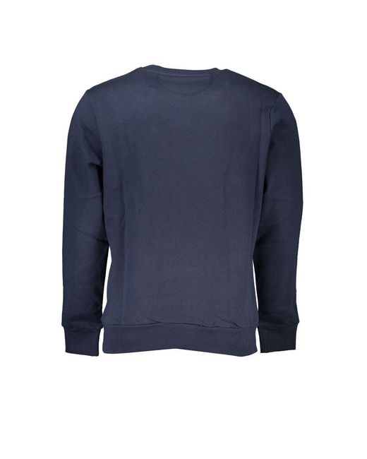 La Martina Blue Chic Crew Neck Embroidered Sweatshirt for men