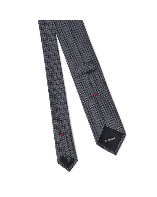 Jil Sander Blue Gray Silk Tie for men