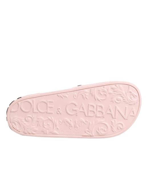 Dolce & Gabbana Pink Rubber Slides Sandals Beachwear Shoes