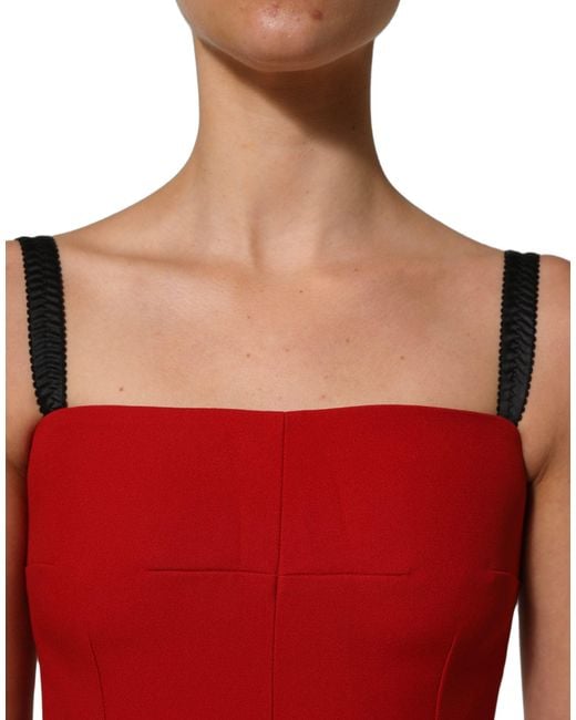 Dolce & Gabbana Red Stretch Bodycon Sheath Knee Length Dress