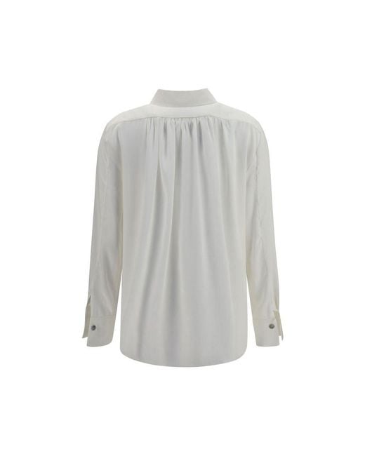Ella Gray White Silk Dress Shirt