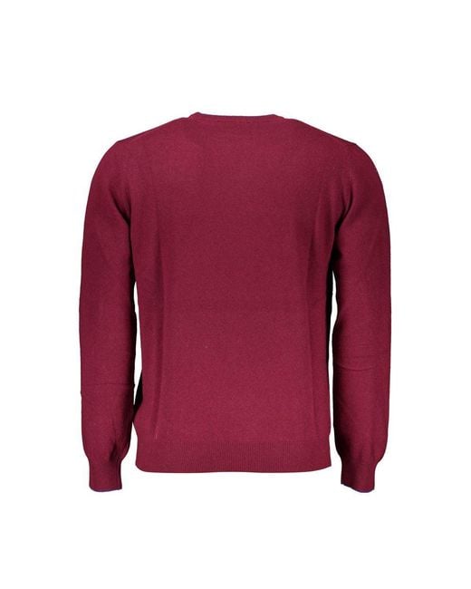 Harmont & Blaine Red Chic Crew Neck Sweater With Contrast Details for men