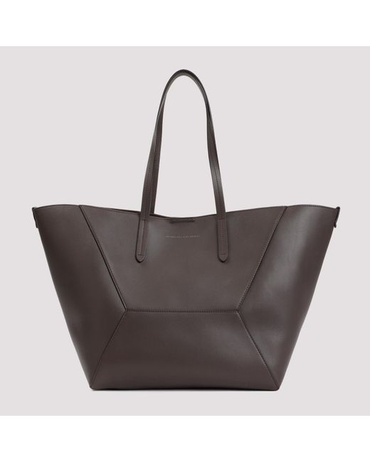 Brunello Cucinelli Black Dark Brown Leather Handbag