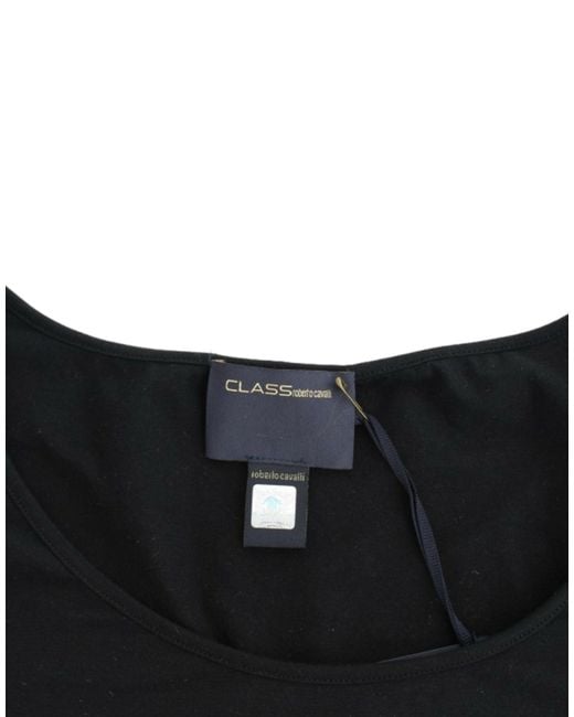 Roberto Cavalli Black Jersey Top Scoop Neck Short Sleeve