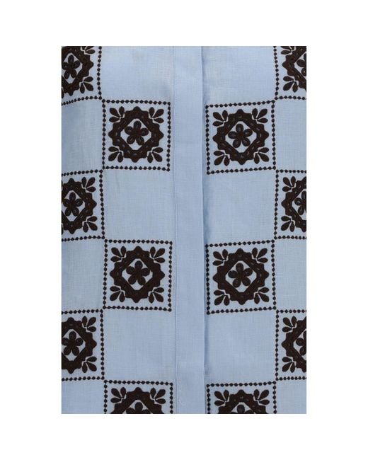 ALÉMAIS Blue Linen Pattern Shirt