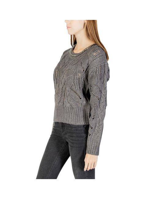 Liu Jo Gray Marabou Sweatshirt