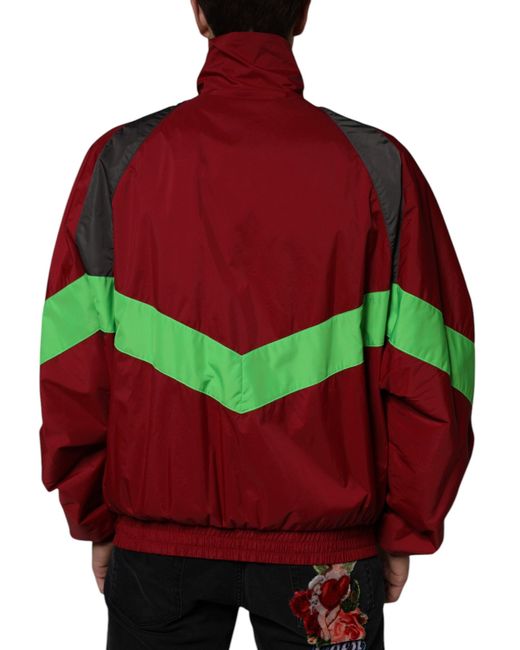 Dolce & Gabbana Red Nylon Full Zip Windbreaker Jacket for men