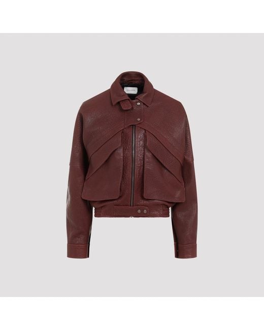 Magda Butrym Burgundy Leather Bomber Jacket in Red Lyst UK
