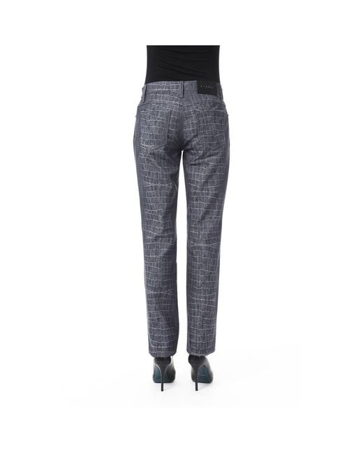 Byblos Blue Chic Croc Print Trousers With Pockets